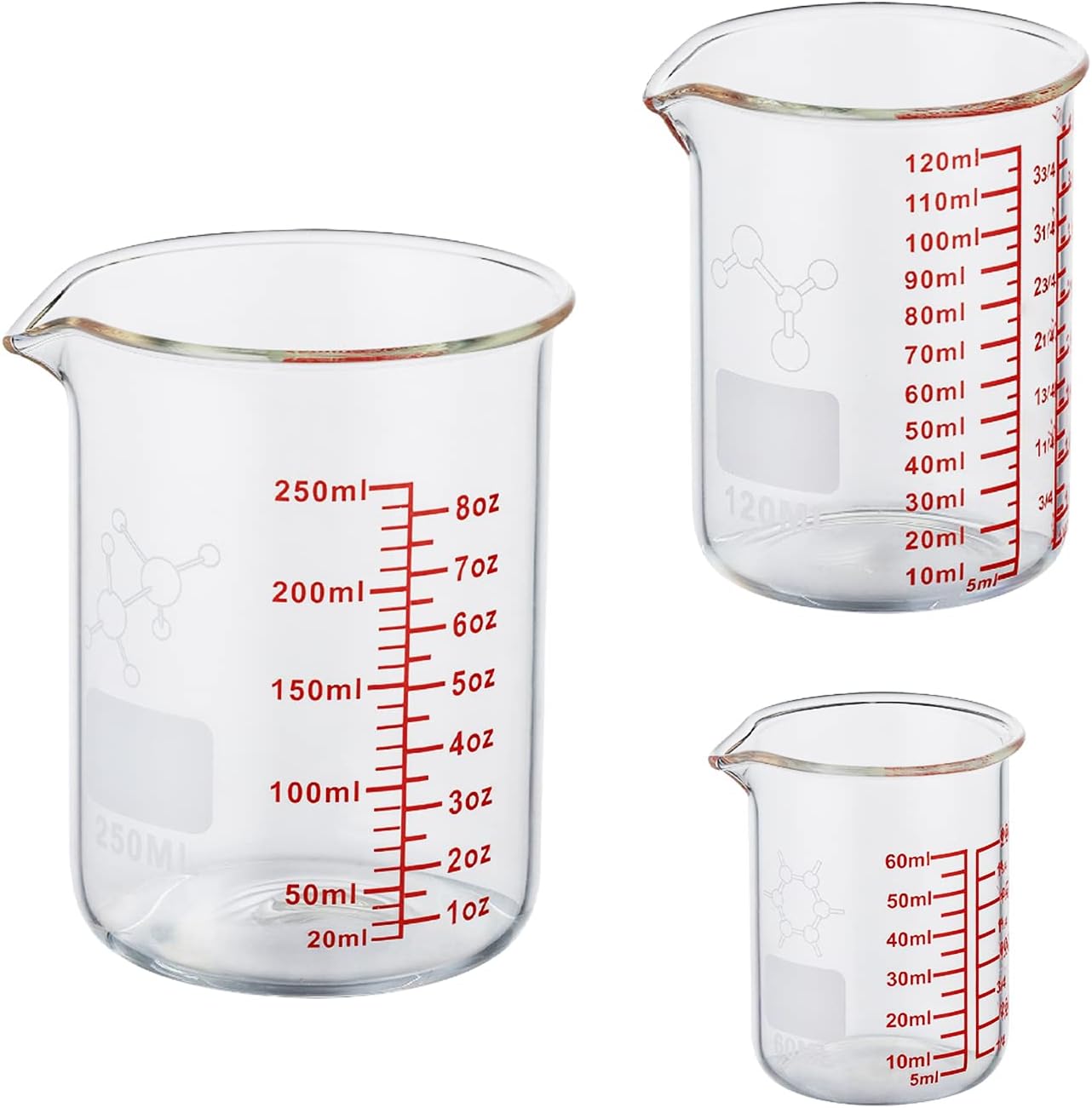 High Borosilicate Glass Measuring Cup-V-Shaped Spout,120ml(4OZ) Glass Measuring Beaker for Kitchen or Restaurant, Easy to Read(Pack of 2)