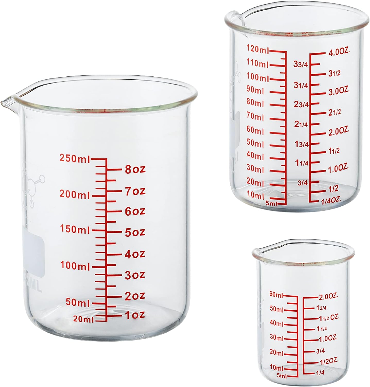 High Borosilicate Glass Measuring Cup-V-Shaped Spout,120ml(4OZ) Glass Measuring Beaker for Kitchen or Restaurant, Easy to Read(Pack of 2)