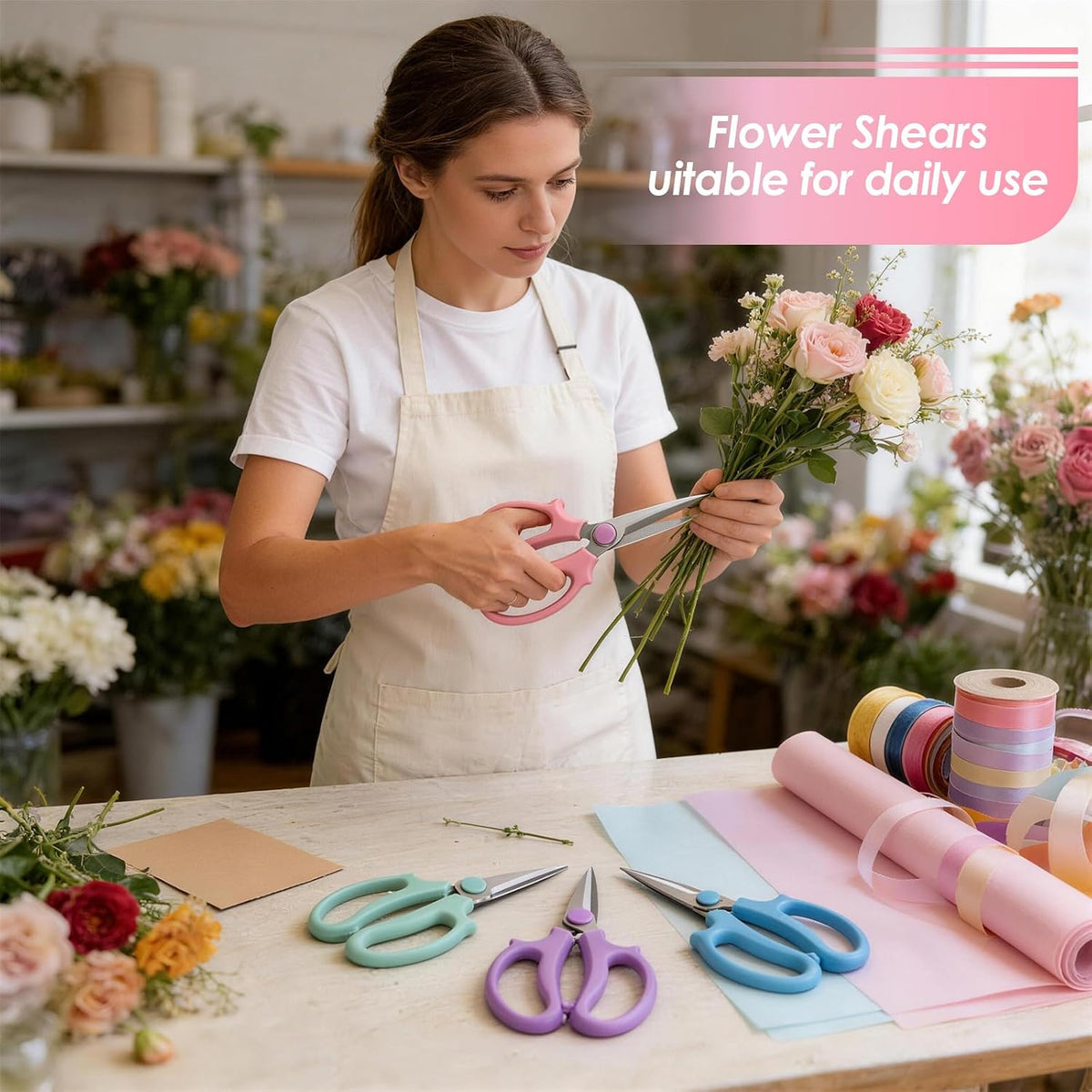 Flower Scissors, Stainless Steel Floral Scissors (Standard)