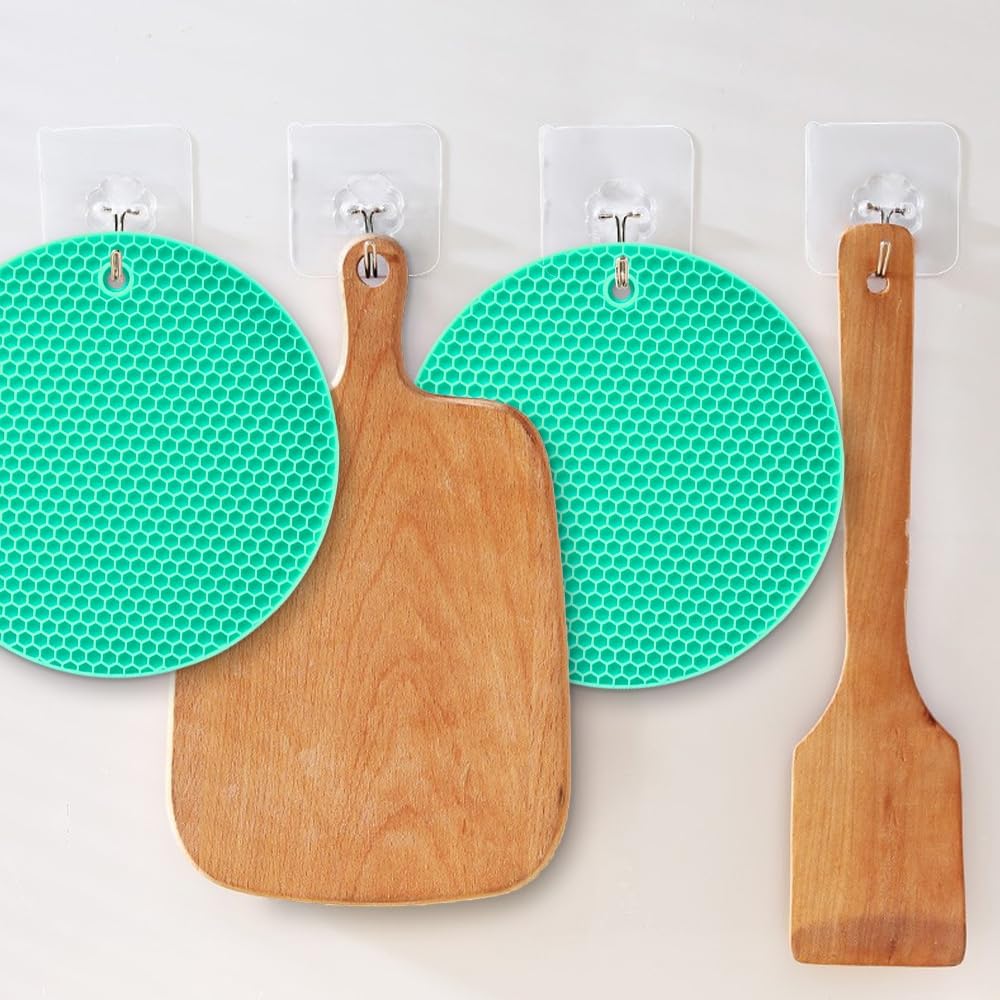 Silicone Square Trivets Mat, 6 Packs Multipurpose Non Slip Heat Resistant Pot Holder-Mint Green