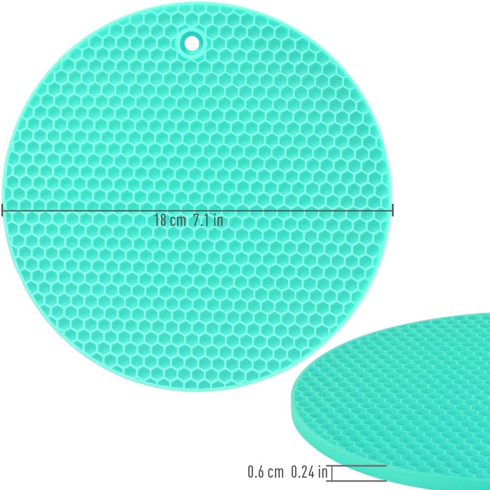 Silicone Square Trivets Mat, 6 Packs Multipurpose Non Slip Heat Resistant Pot Holder-Mint Green