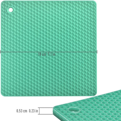 Silicone Square Trivets Mat, 6 Packs Multipurpose Non Slip Heat Resistant Pot Holder-Mint Green