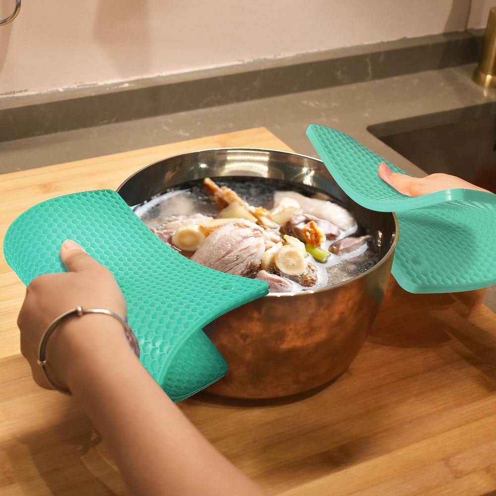 Silicone Square Trivets Mat, 6 Packs Multipurpose Non Slip Heat Resistant Pot Holder-Mint Green