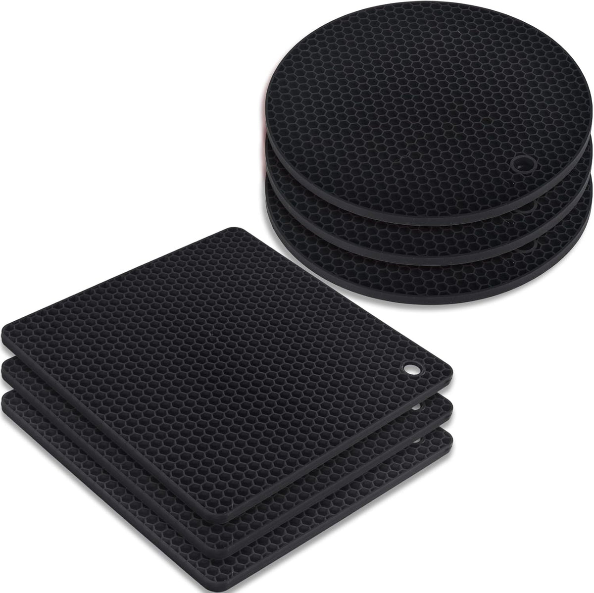 Silicone Square Trivets Mat, 6 Packs Multipurpose Non Slip Heat Resistant Pot Holder-Mint Green
