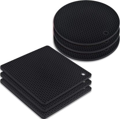 Silicone Square Trivets Mat, 6 Packs Multipurpose Non Slip Heat Resistant Pot Holder-Mint Green