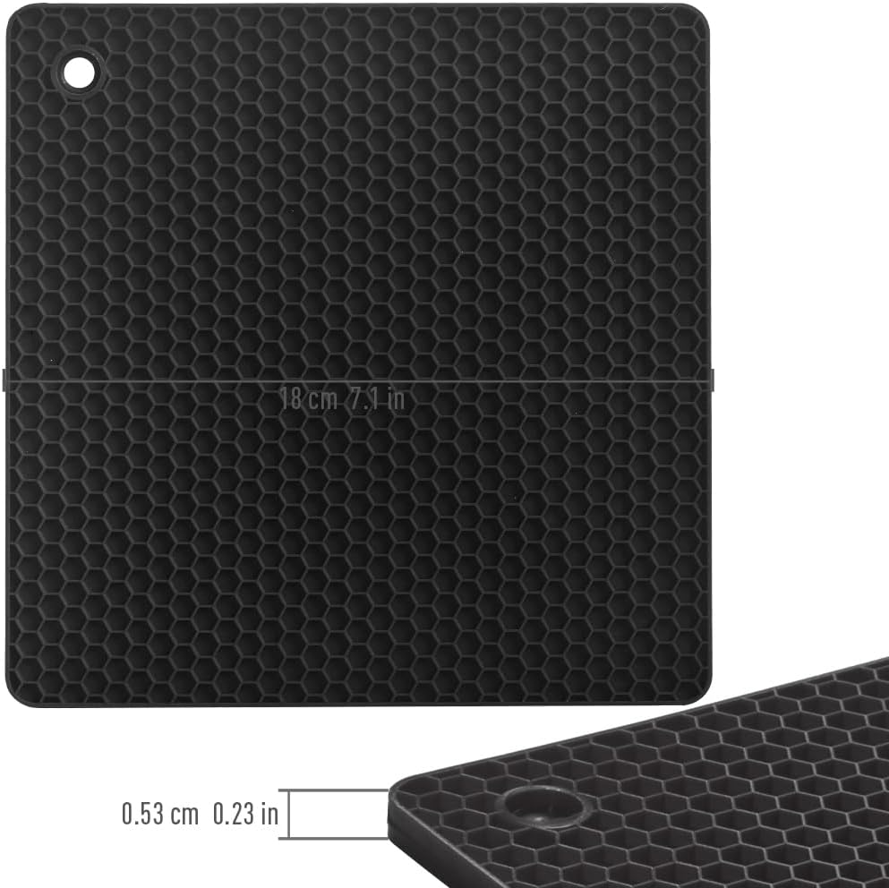 Silicone Square Trivets Mat, 6 Packs Multipurpose Non Slip Heat Resistant Pot Holder-Mint Green