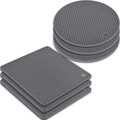 Silicone Square Trivets Mat, 6 Packs Multipurpose Non Slip Heat Resistant Pot Holder-Mint Green