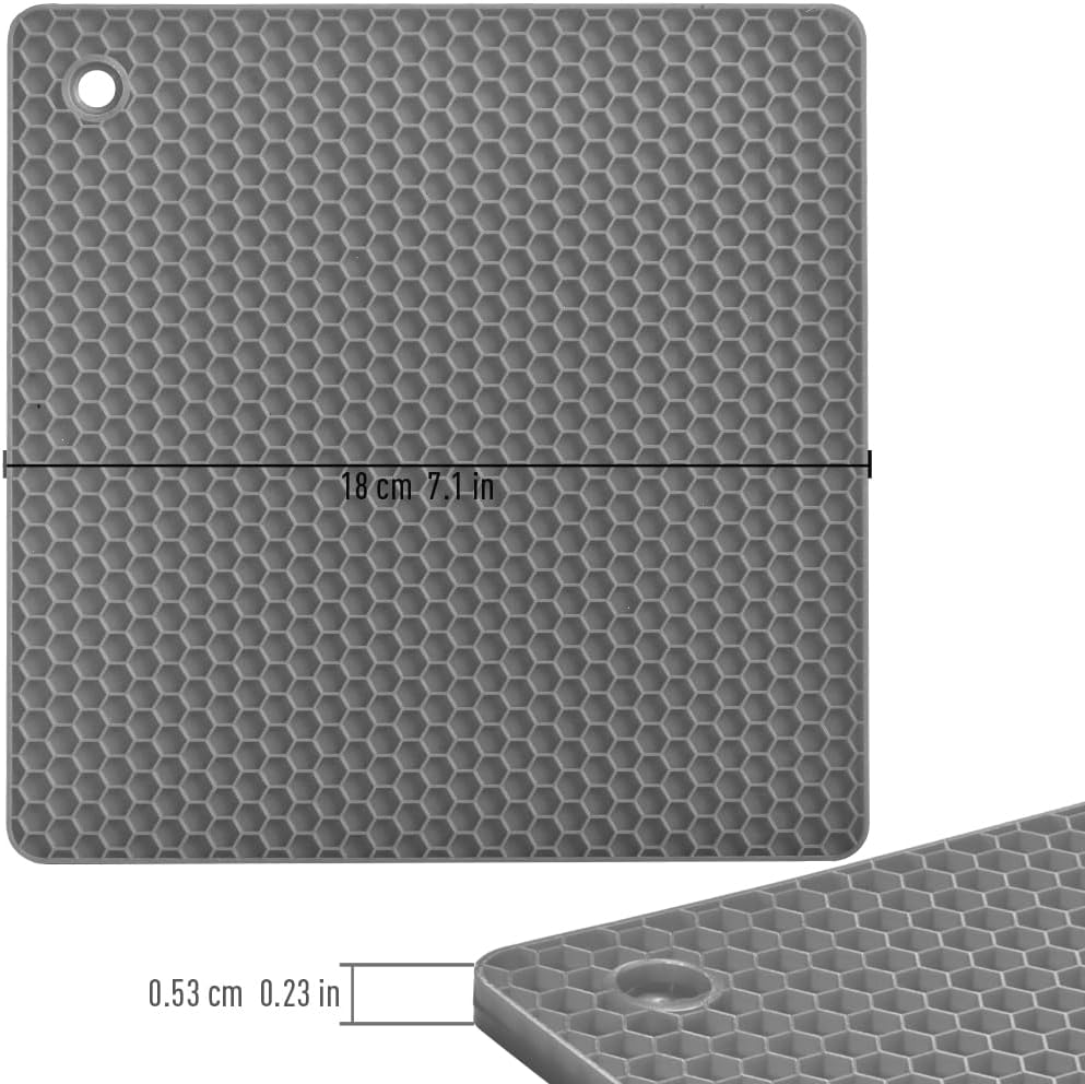 Silicone Square Trivets Mat, 6 Packs Multipurpose Non Slip Heat Resistant Pot Holder-Mint Green