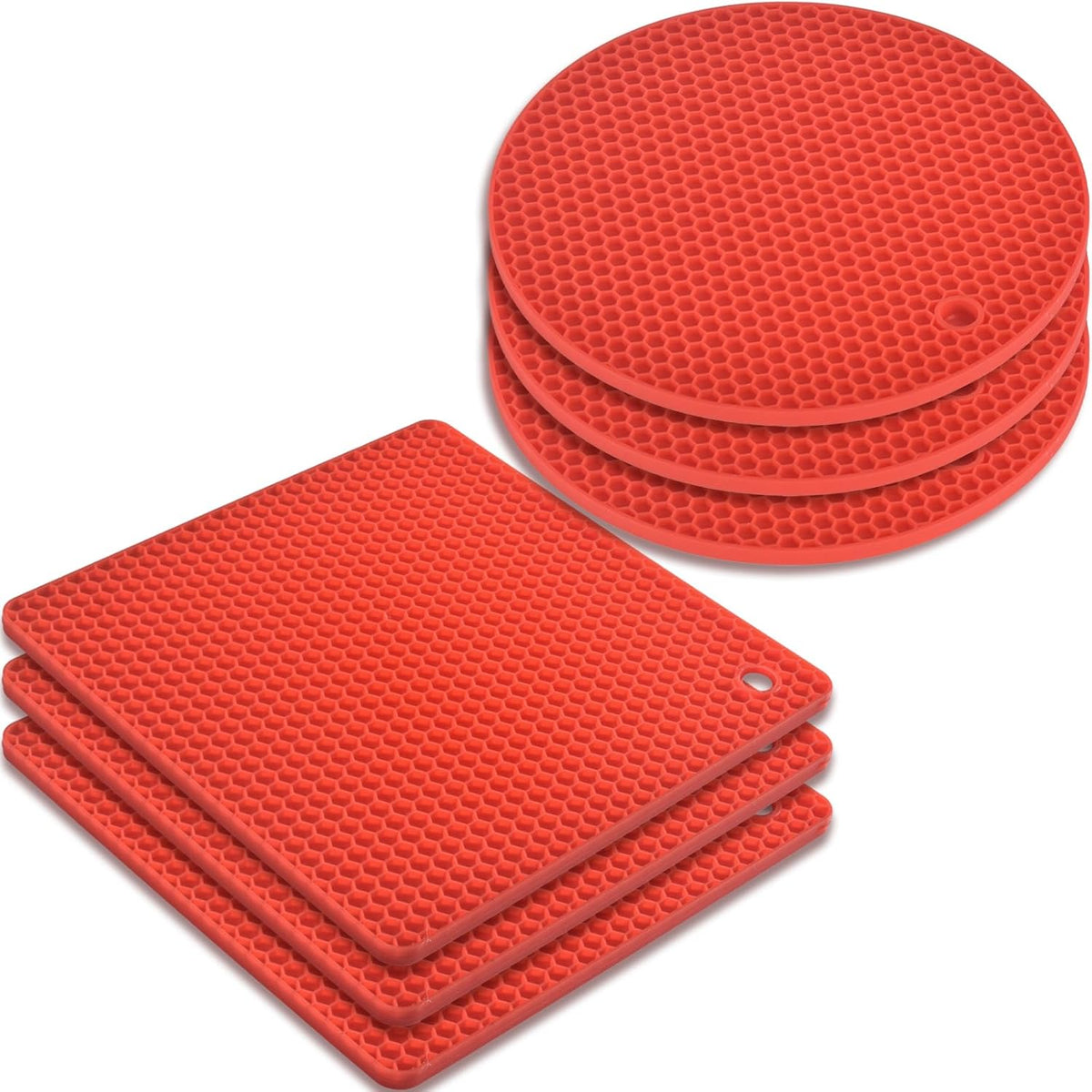 Silicone Square Trivets Mat, 6 Packs Multipurpose Non Slip Heat Resistant Pot Holder-Mint Green
