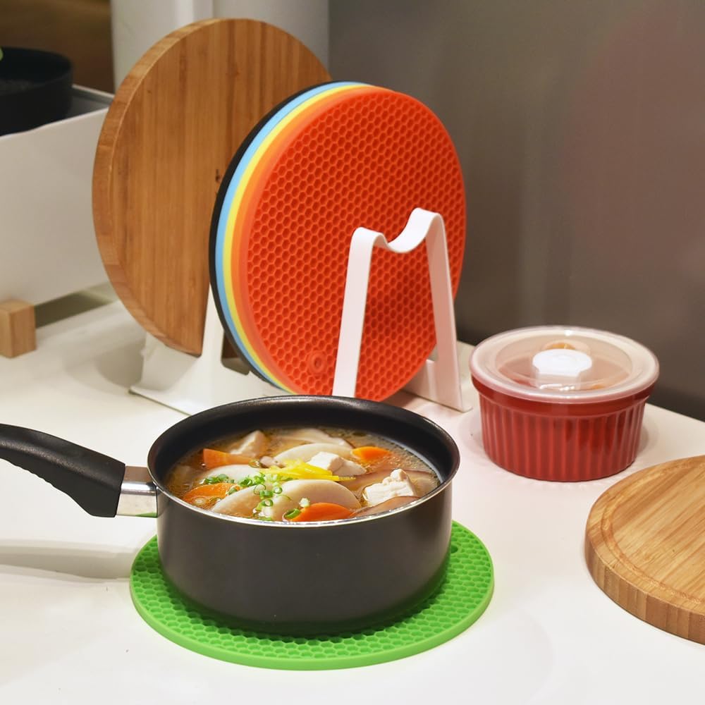 Silicone Square Trivets Mat, 6 Packs Multipurpose Non Slip Heat Resistant Pot Holder-Mint Green
