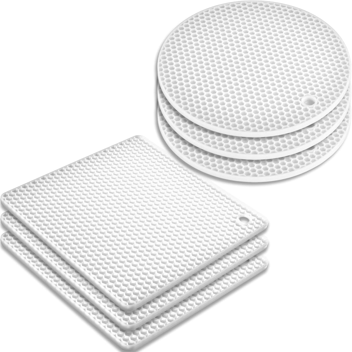 Silicone Square Trivets Mat, 6 Packs Multipurpose Non Slip Heat Resistant Pot Holder-Mint Green