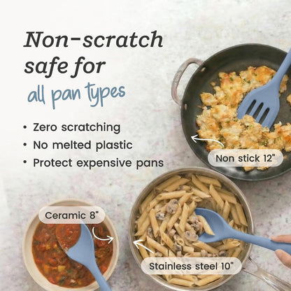 Starpack Stir and Serve Silicone Cooking Utensils Set (5-Piece, 11") - LFGB Non Toxic, 600°F Heat Resistant, BPA-Free - One-Piece Seamless, Dishwasher Safe - for Nonstick Cookware, Earthy Pink