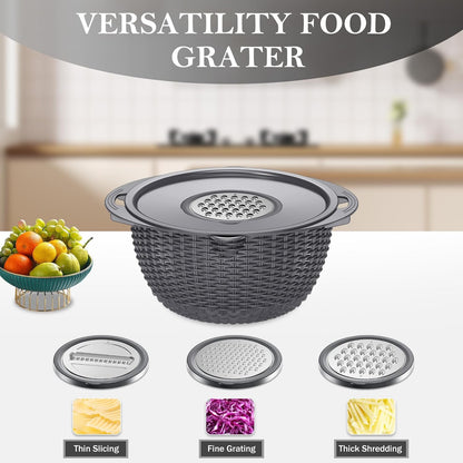 4-1 Colander with Bowl Set, Food Strainers and Colanders, Fruit Washing Bowl with Strainer, Rotatable Colander for Kitchen, Aesthetic Kitchen Gadget, Christmas & New Year Gifts - Beige
