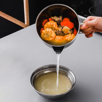 Fat Separator - Stainless Steel Gravy Fat Separator with Lid, Grease Separator for Roasting | Kitchen Gadgets, Meat Strainer for Grease with Handle, Remove Excess Oil from Soup Or Food