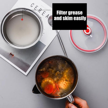 Fat Separator - Stainless Steel Gravy Fat Separator with Lid, Grease Separator for Roasting | Kitchen Gadgets, Meat Strainer for Grease with Handle, Remove Excess Oil from Soup Or Food