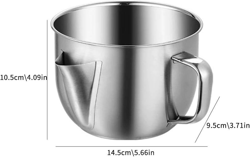 Fat Separator - Stainless Steel Gravy Fat Separator with Lid, Grease Separator for Roasting | Kitchen Gadgets, Meat Strainer for Grease with Handle, Remove Excess Oil from Soup Or Food