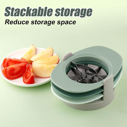 Fruit Cutter Slicer, 4 in 1 Apple Corer Remover Green 430 Stainless Steel Tomato Wedges Vegetable Cutter 8 Slices Multifunctional Kitchen Tool for Fruit & Vegetable Cutting