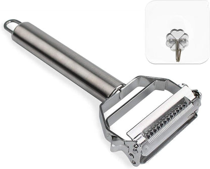 Vegetable Peeler，Stainless Steel 2 in 1 Julienne Vegetable Peeler Perfect for Carrot Potato Melon Gadget Vegetable Fruit (Silver)
