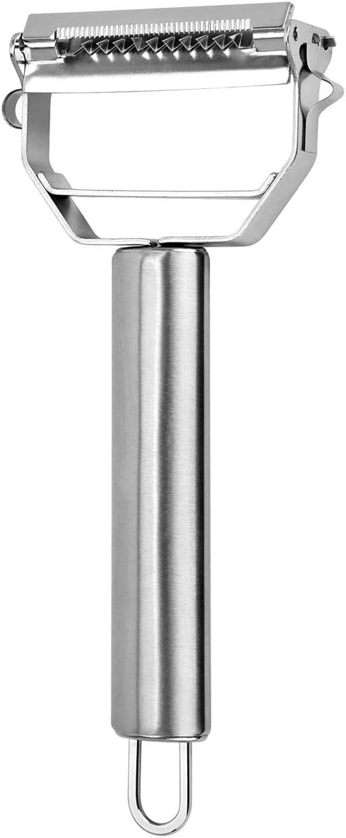 Vegetable Peeler，Stainless Steel 2 in 1 Julienne Vegetable Peeler Perfect for Carrot Potato Melon Gadget Vegetable Fruit (Silver)