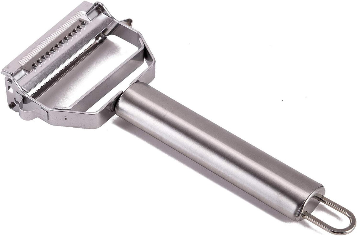 Vegetable Peeler，Stainless Steel 2 in 1 Julienne Vegetable Peeler Perfect for Carrot Potato Melon Gadget Vegetable Fruit (Silver)