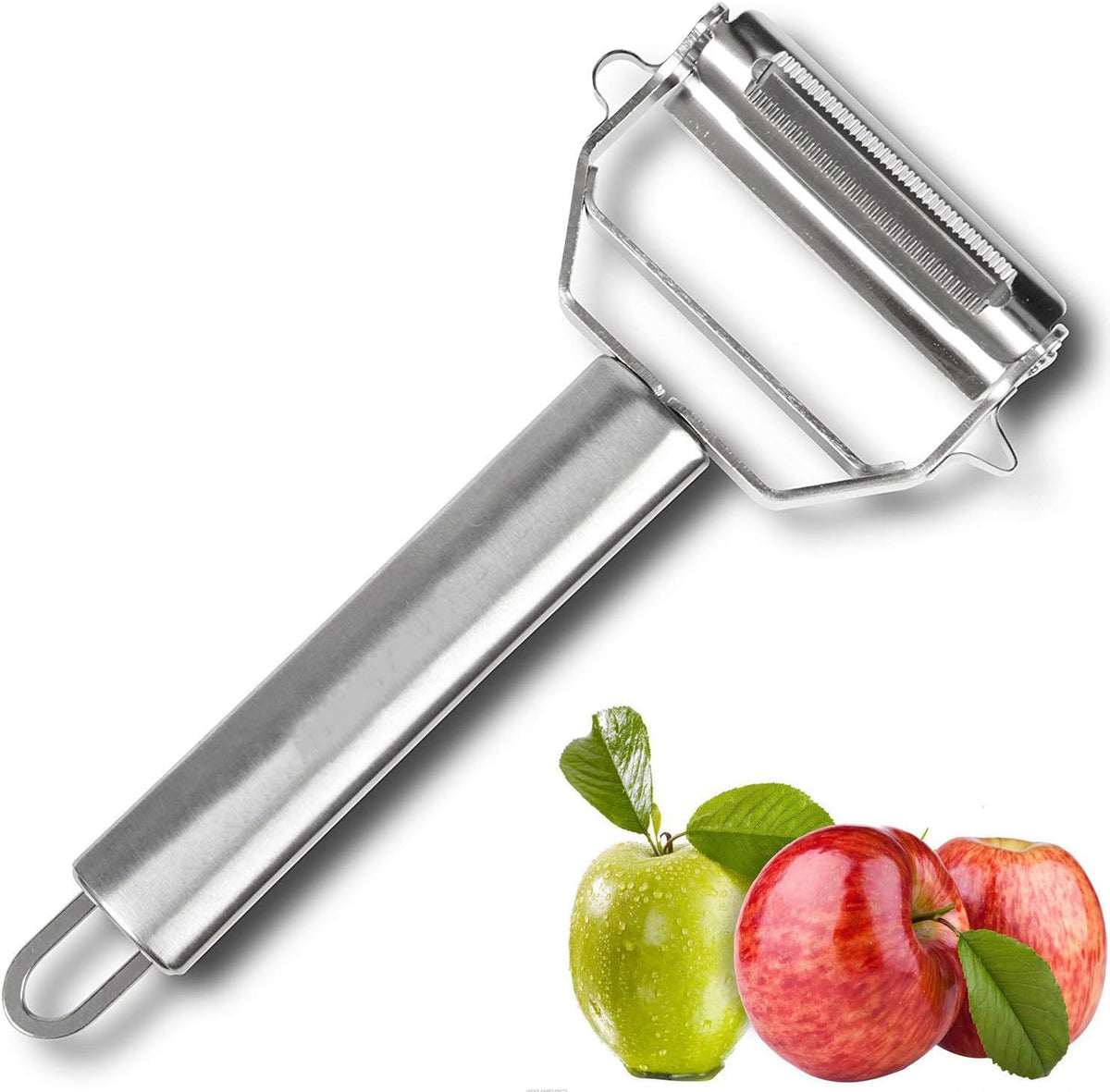 Vegetable Peeler，Stainless Steel 2 in 1 Julienne Vegetable Peeler Perfect for Carrot Potato Melon Gadget Vegetable Fruit (Silver)