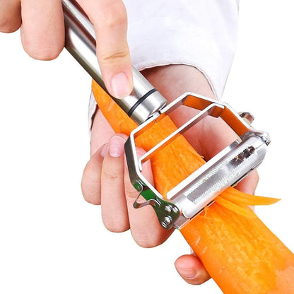 Vegetable Peeler，Stainless Steel 2 in 1 Julienne Vegetable Peeler Perfect for Carrot Potato Melon Gadget Vegetable Fruit (Silver)