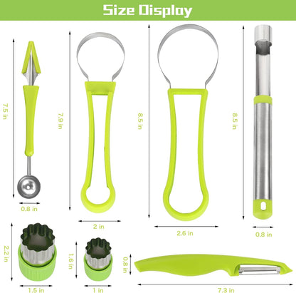 14 Pack Melon Baller Scoop Set - 4 in 1 Stainless Steel Fruit Tool Set Fruit Scooper Seed Remover with Fruit Vegetable Cutter Shapes Set Fruit Peeler for Fruit Slicer Dig Pulp Separator