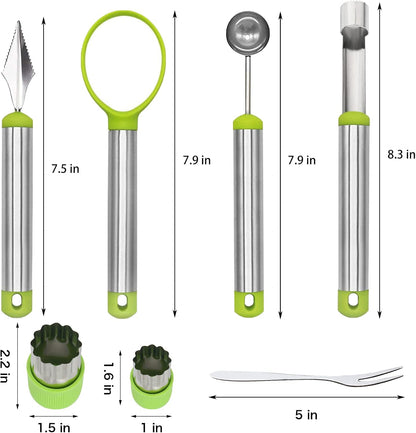 14 Pack Melon Baller Scoop Set - 4 in 1 Stainless Steel Fruit Tool Set Fruit Scooper Seed Remover with Fruit Vegetable Cutter Shapes Set Fruit Peeler for Fruit Slicer Dig Pulp Separator