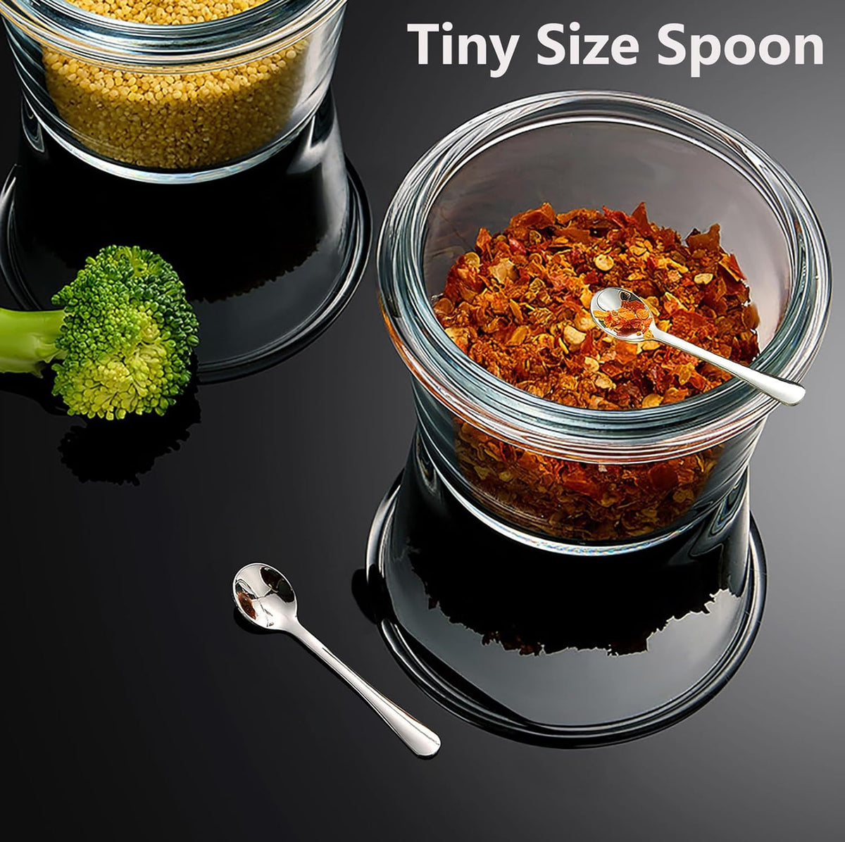 8 PCS Tiny Stainless Steel Spoons for Spices Jars, Mini Size 2.87", Cute Small Stainless Steel Condiment Spoons for Spices, Salt, Sugar, Pepper, Honey, Fun Little Scoops