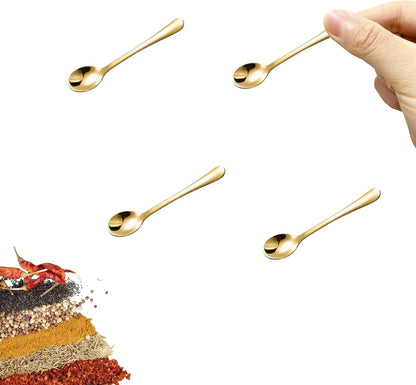 8 PCS Tiny Stainless Steel Spoons for Spices Jars, Mini Size 2.87", Cute Small Stainless Steel Condiment Spoons for Spices, Salt, Sugar, Pepper, Honey, Fun Little Scoops