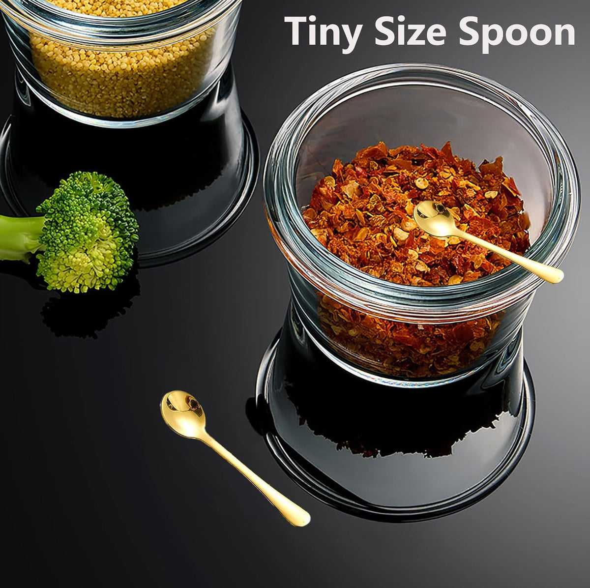 8 PCS Tiny Stainless Steel Spoons for Spices Jars, Mini Size 2.87", Cute Small Stainless Steel Condiment Spoons for Spices, Salt, Sugar, Pepper, Honey, Fun Little Scoops