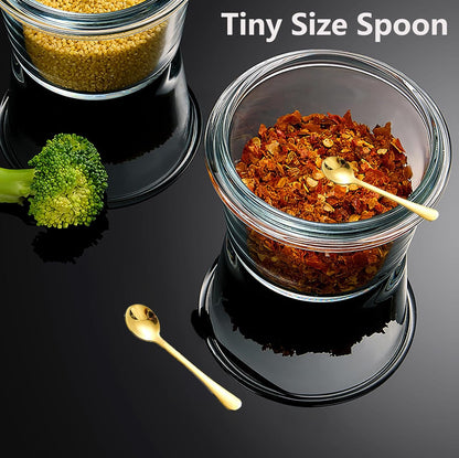 8 PCS Tiny Stainless Steel Spoons for Spices Jars, Mini Size 2.87", Cute Small Stainless Steel Condiment Spoons for Spices, Salt, Sugar, Pepper, Honey, Fun Little Scoops