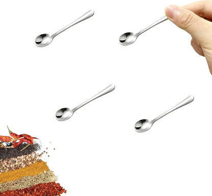 8 PCS Tiny Stainless Steel Spoons for Spices Jars, Mini Size 2.87", Cute Small Stainless Steel Condiment Spoons for Spices, Salt, Sugar, Pepper, Honey, Fun Little Scoops