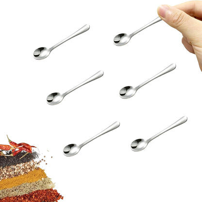 8 PCS Tiny Stainless Steel Spoons for Spices Jars, Mini Size 2.87", Cute Small Stainless Steel Condiment Spoons for Spices, Salt, Sugar, Pepper, Honey, Fun Little Scoops