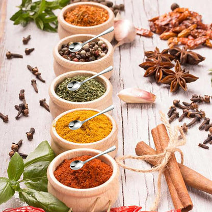 8 PCS Tiny Stainless Steel Spoons for Spices Jars, Mini Size 2.87", Cute Small Stainless Steel Condiment Spoons for Spices, Salt, Sugar, Pepper, Honey, Fun Little Scoops