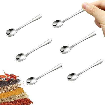 8 PCS Tiny Stainless Steel Spoons for Spices Jars, Mini Size 2.87", Cute Small Stainless Steel Condiment Spoons for Spices, Salt, Sugar, Pepper, Honey, Fun Little Scoops