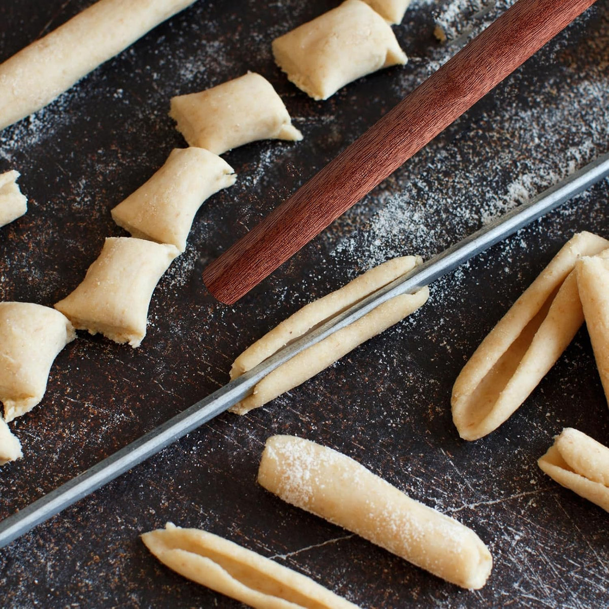 7 Pcs Italian Rolling Pins Set Wood and Stainless Steel Pasta Rolling Pin Dough Pasta Roller for Making Wontons, Dumplings, Pastas, Ramen, Udon Noodles, Flat Bread, Tortillas