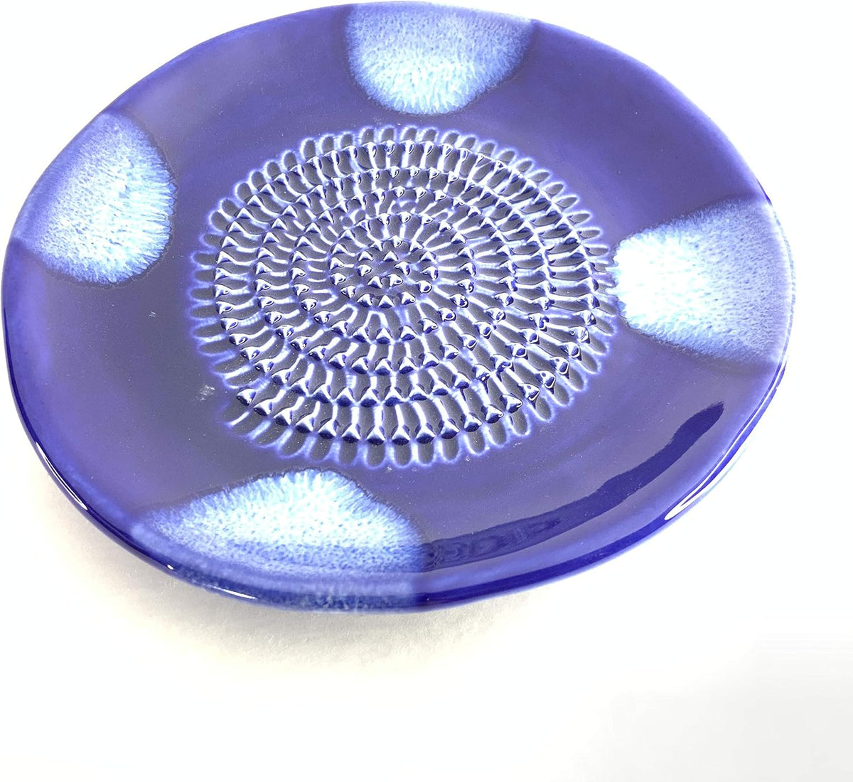 Premium Ceramic Garlic Grater Plate Set - Blue Cross Glazed
