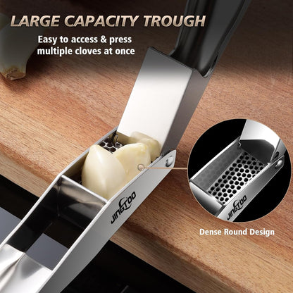 Garlic Press Stainless Steel, Premium Garlic Mincer No Need to Peel