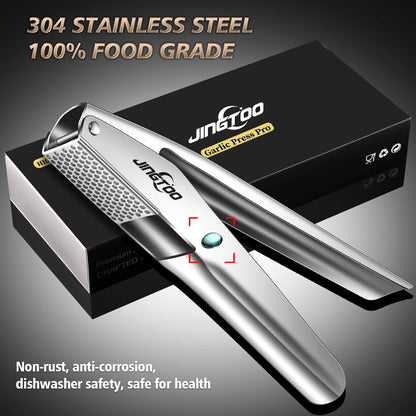Garlic Press Stainless Steel, Premium Garlic Mincer No Need to Peel