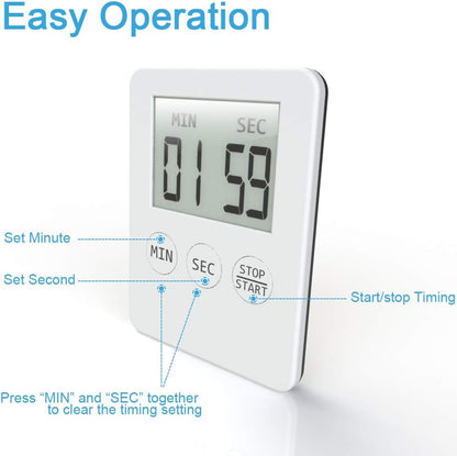 Attom Tech 2 Pack Slim Digital Kitchen Timer Magnetic Countdown for Cooking