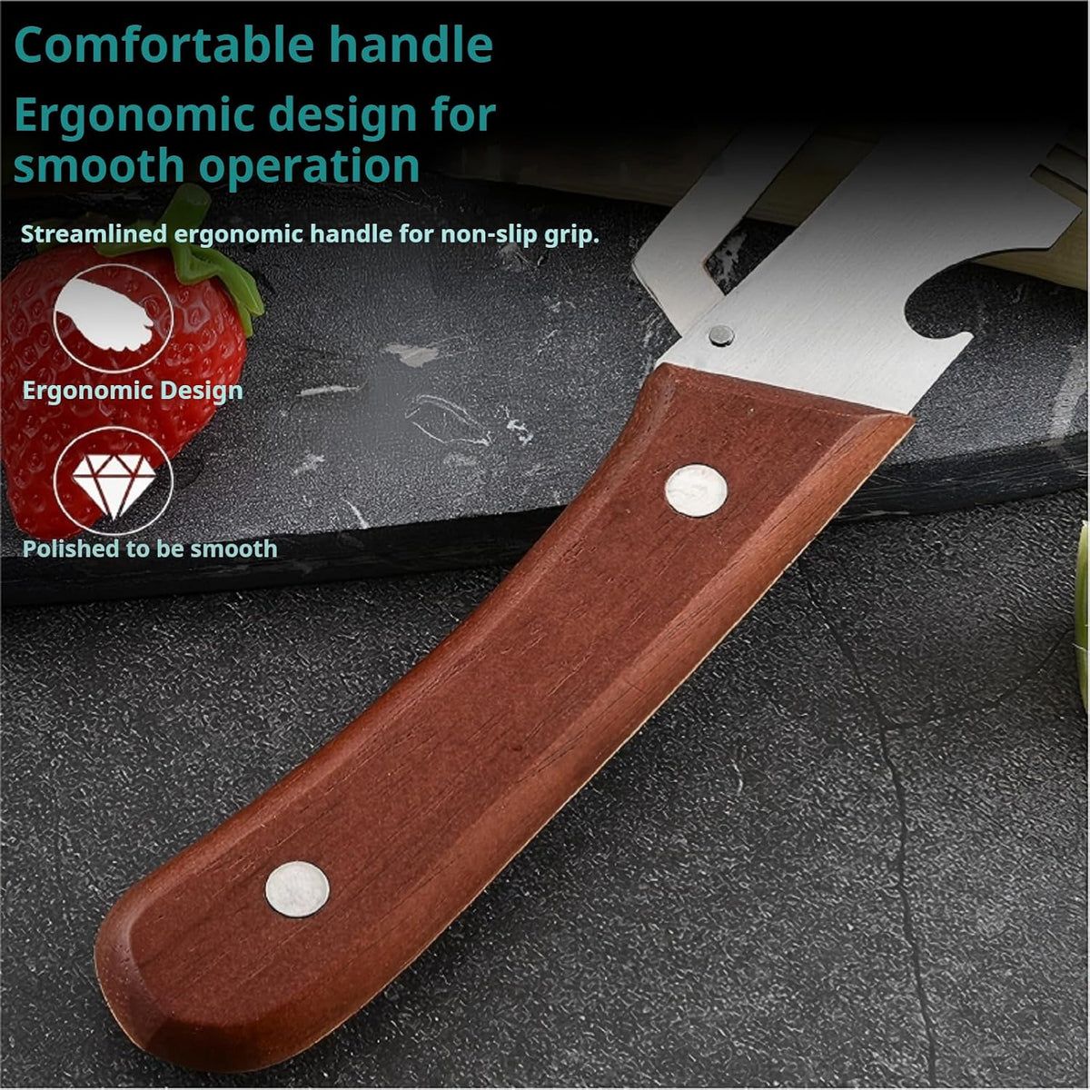 Vegetable Peeler with Wooden Handle and Bottle Opener,Stainless Steel Julienne Peeler,Multi Functional Kitchen Gadgets for Apple Fruit Orange Potato Carrot Pumpkin Papaya (2)