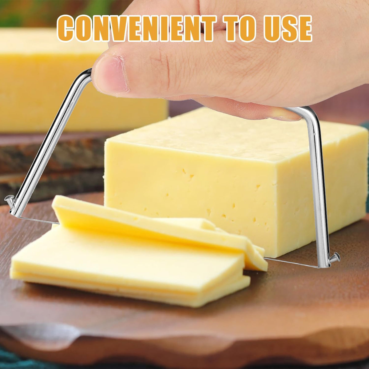 2pcs Cheese Slicer, High Efficiency Stainless Steel Wire Cheese Cutter for Block Cheese Handheld Butter Slicers Multipurpose Kitchen Gadgets Tool for Butter Avocado