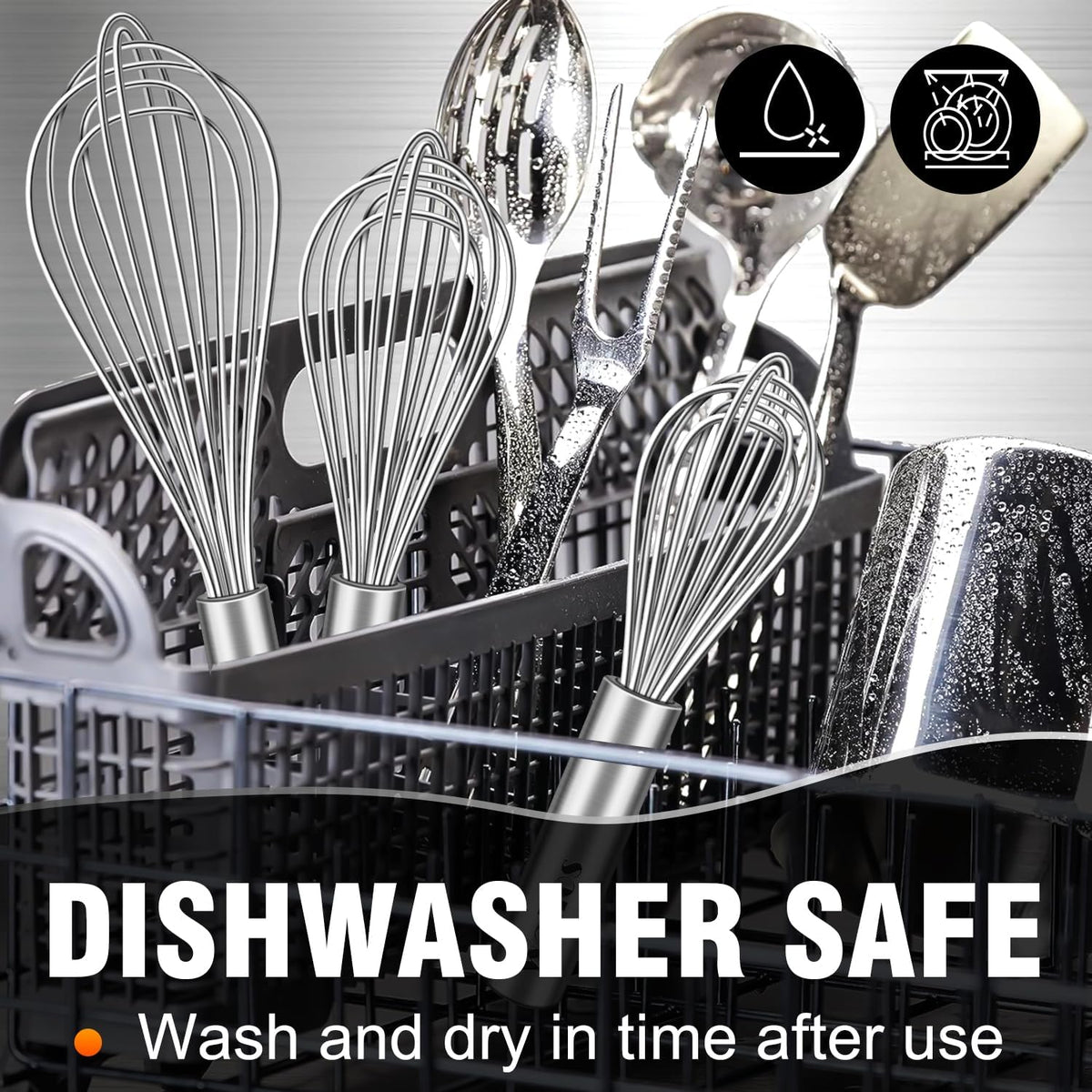 Whisk,304 Stainless Steel whisk,No-Rust 7+9+11inch Whisks for cooking Nice for Blending,Whisking,Beating.Heat resistant 600°F Dishwasher Safe. Heavy duty kitchen whisk.SILVER