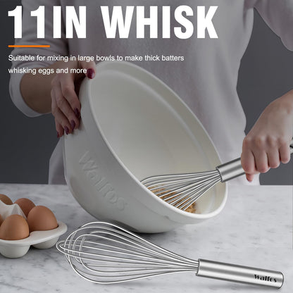 Whisk,304 Stainless Steel whisk,No-Rust 7+9+11inch Whisks for cooking Nice for Blending,Whisking,Beating.Heat resistant 600°F Dishwasher Safe. Heavy duty kitchen whisk.SILVER