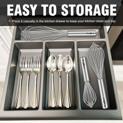Whisk,304 Stainless Steel whisk,No-Rust 7+9+11inch Whisks for cooking Nice for Blending,Whisking,Beating.Heat resistant 600°F Dishwasher Safe. Heavy duty kitchen whisk.SILVER