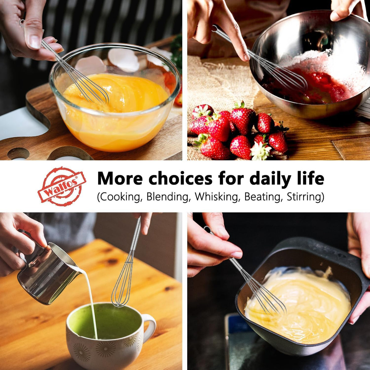 Whisk,304 Stainless Steel whisk,No-Rust 7+9+11inch Whisks for cooking Nice for Blending,Whisking,Beating.Heat resistant 600°F Dishwasher Safe. Heavy duty kitchen whisk.SILVER