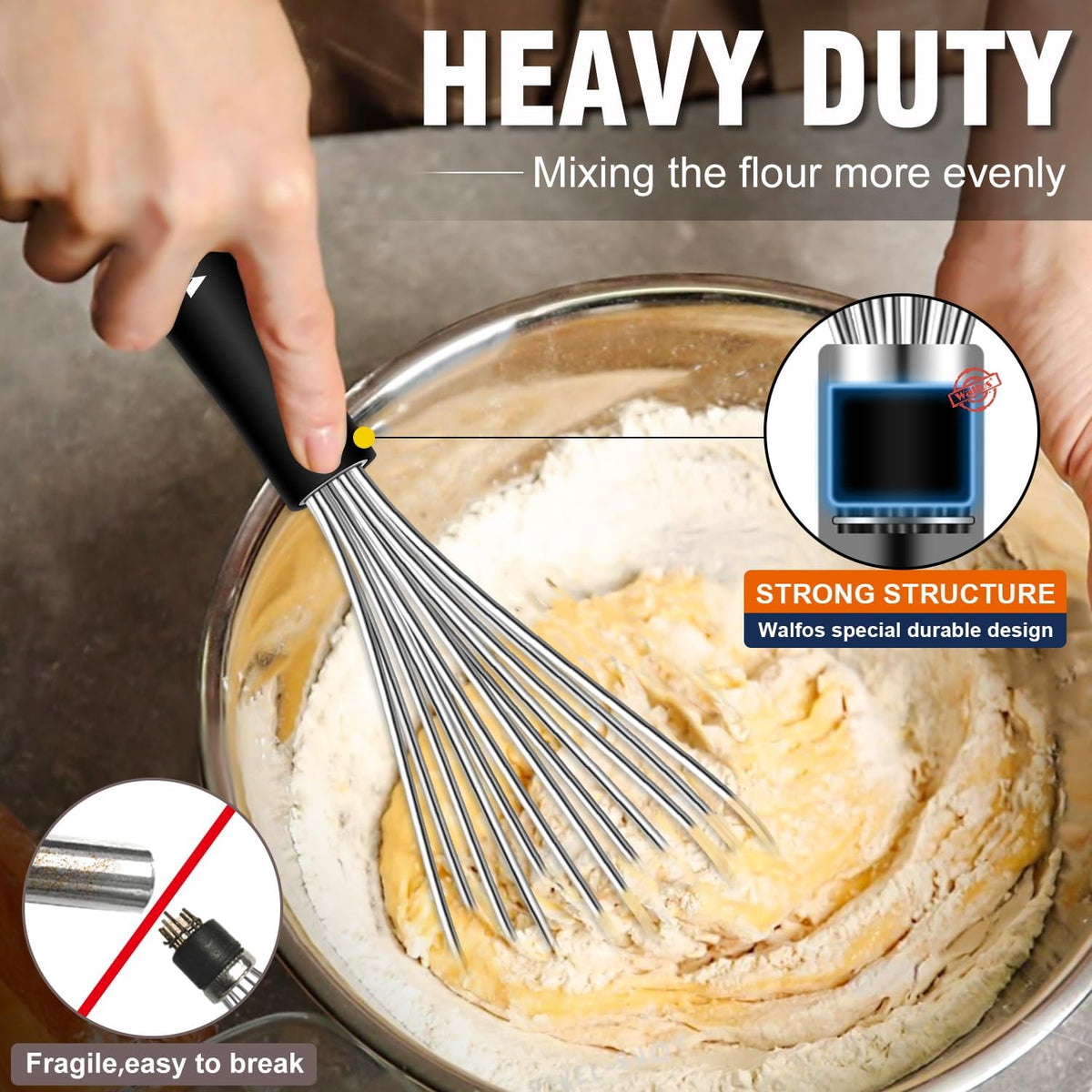 Whisk,304 Stainless Steel whisk,No-Rust 7+9+11inch Whisks for cooking Nice for Blending,Whisking,Beating.Heat resistant 600°F Dishwasher Safe. Heavy duty kitchen whisk.SILVER