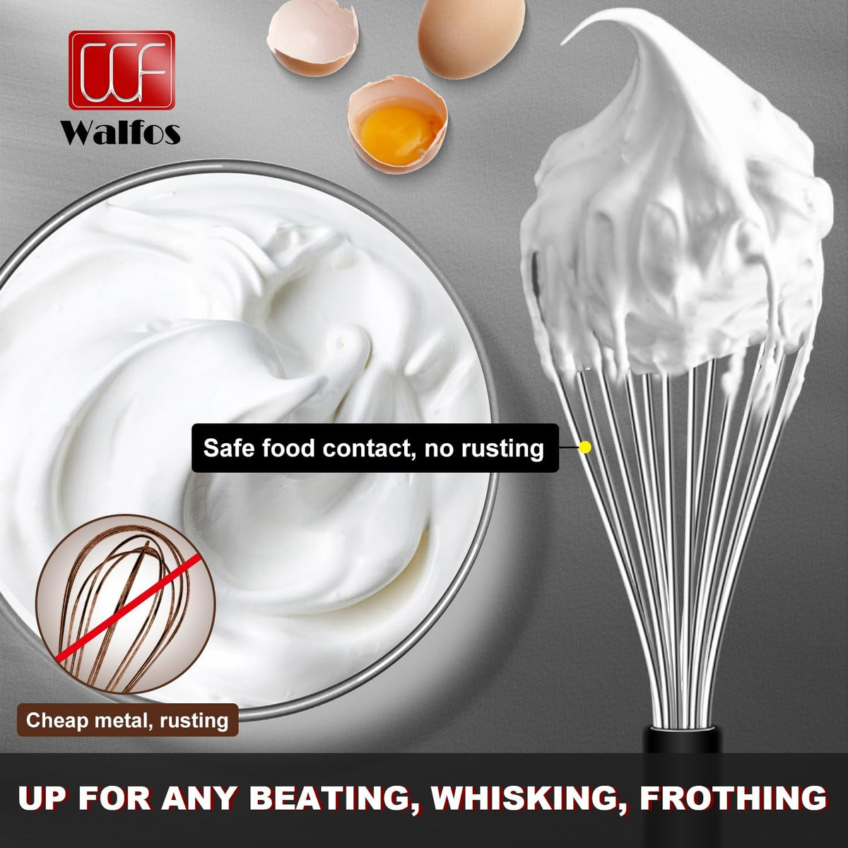 Whisk,304 Stainless Steel whisk,No-Rust 7+9+11inch Whisks for cooking Nice for Blending,Whisking,Beating.Heat resistant 600°F Dishwasher Safe. Heavy duty kitchen whisk.SILVER