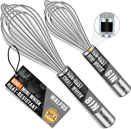 Whisk,304 Stainless Steel whisk,No-Rust 7+9+11inch Whisks for cooking Nice for Blending,Whisking,Beating.Heat resistant 600°F Dishwasher Safe. Heavy duty kitchen whisk.SILVER